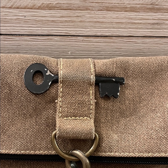 Mona B Tan Canvas Crossbody with Navy Star Accent - Picture 3 of 7